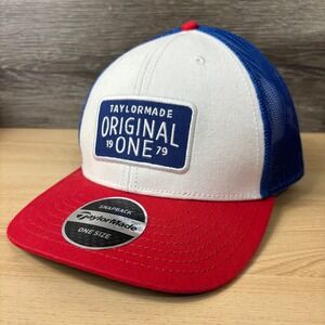 Taylormade Hat Cap Snap Back Blue White Red Golf Golfing Original One Mens